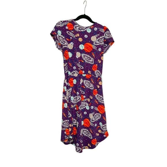 Lularoe Girls Space Galaxy Planet Rocket Ship Purple Dress w/ Pockets Size 10 - Picture 4 of 4